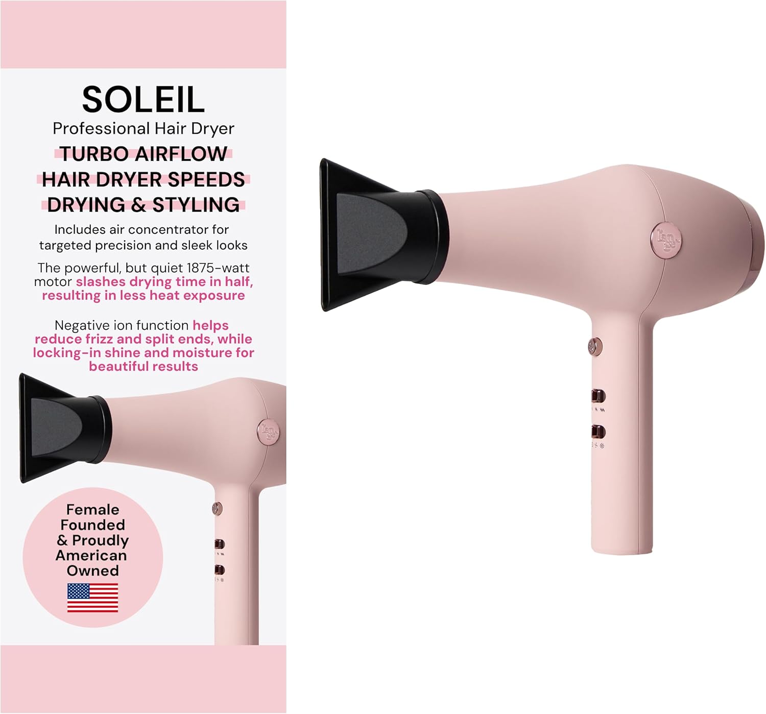 L’Ange Hair Soleil Professional Hair Dryer (Blush) - Main image