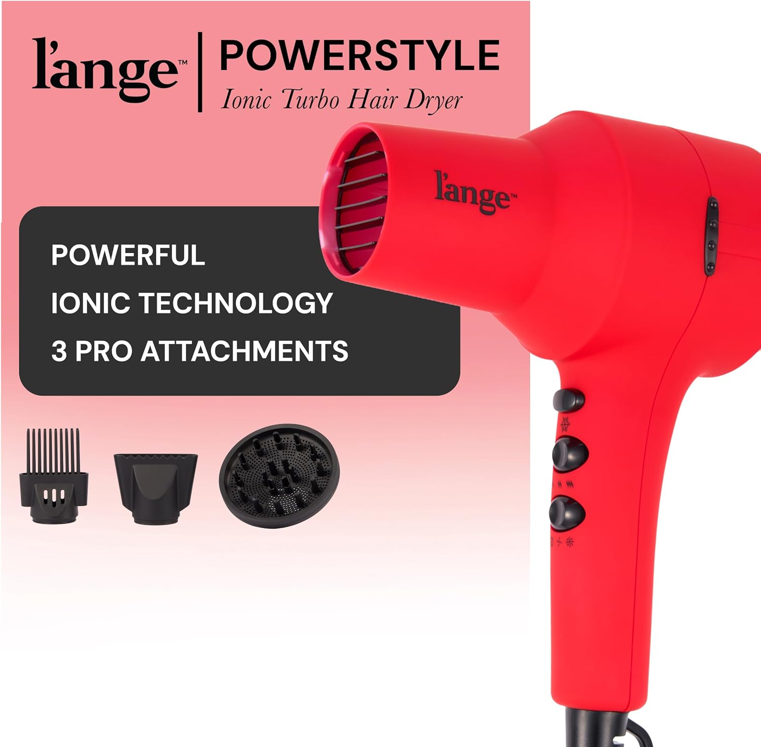 L'ANGE HAIR PowerStyle Turbo Ionic Hair Dryer (Red) - View 2