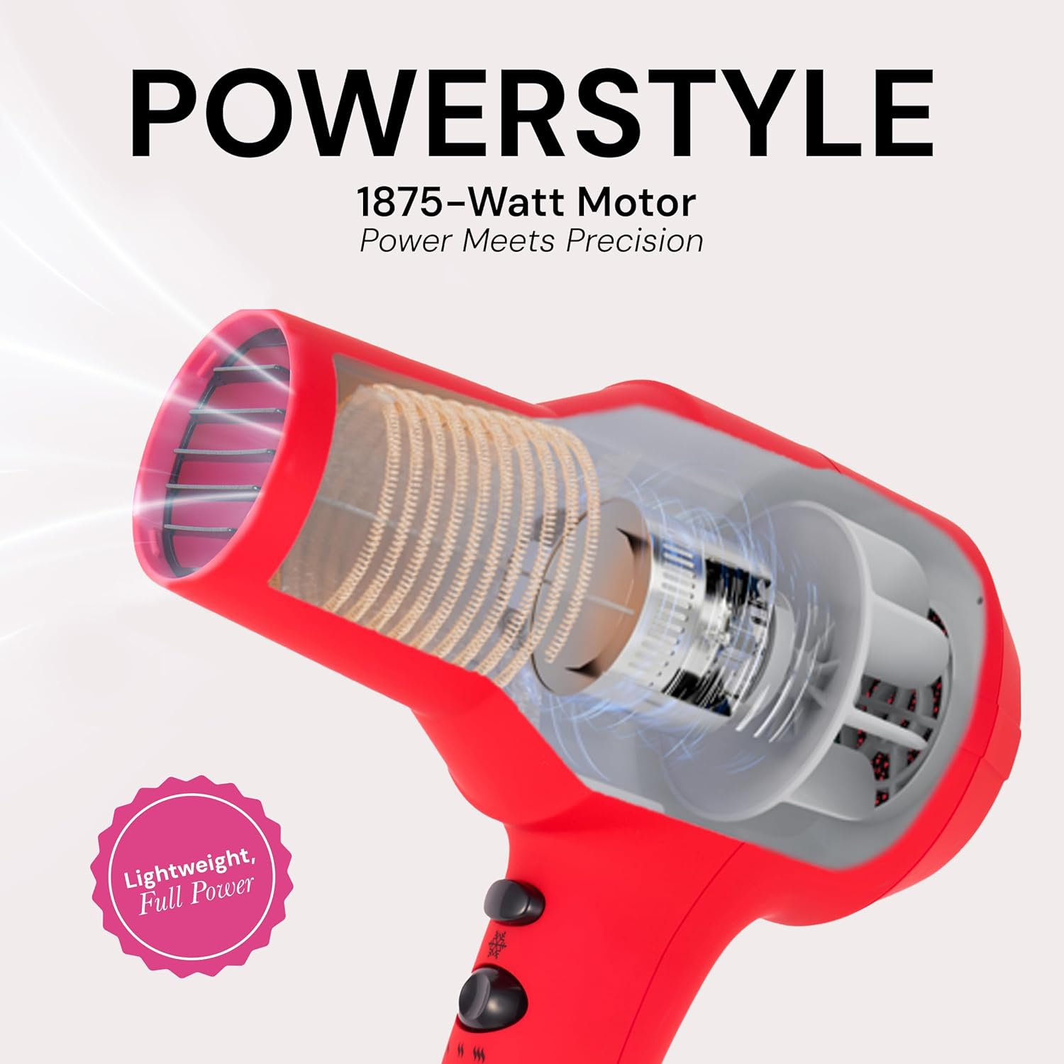 L'ANGE HAIR PowerStyle Turbo Ionic Hair Dryer (Red) - View 5