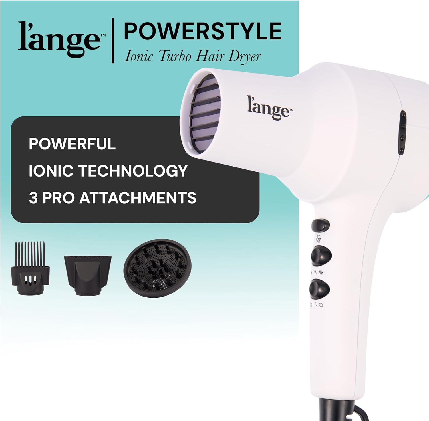 L'ANGE HAIR PowerStyle Turbo Ionic Hair Dryer (White) - View 2