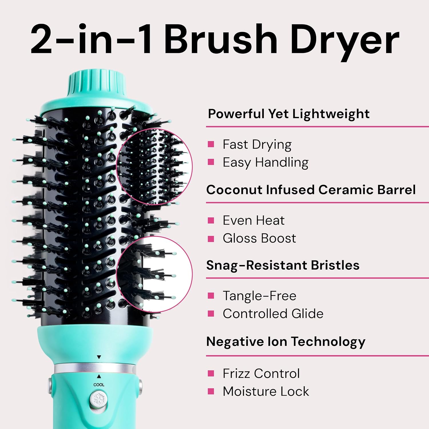 L'ANGE HAIR VolumeBoost 60mm 2-in-1 Ceramic Volumizing Brush Dryer (Blue) - View 5