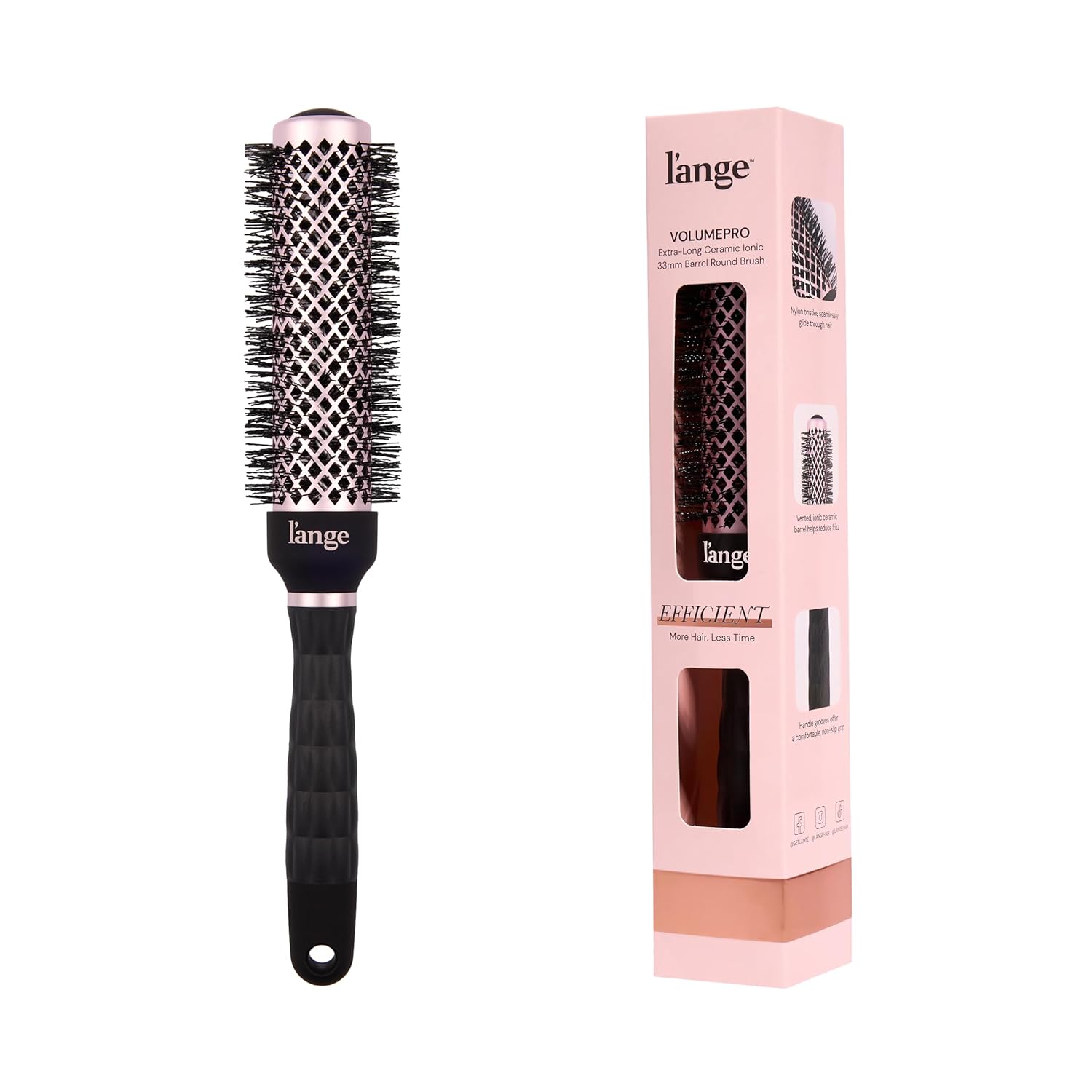 L'ANGE HAIR VolumePro Extra-Long Ceramic Ionic Round Brush, Black (33mm) - Main image