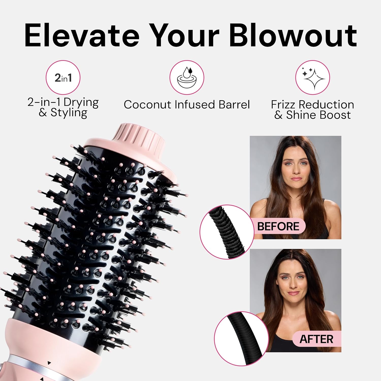 L'ANGE HAIR VolumeBoost 60mm 2-in-1 Ceramic Volumizing Brush Dryer (Blush) - View 4