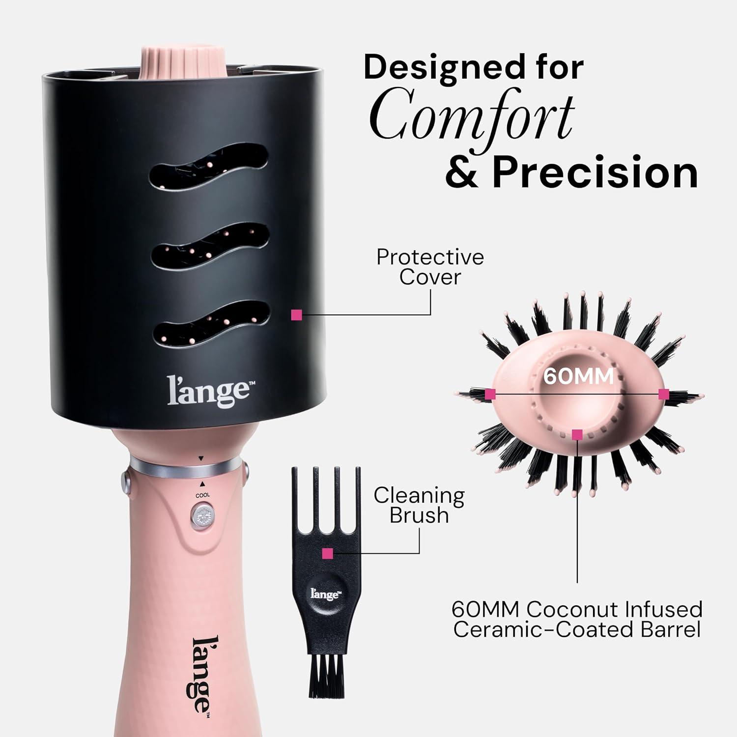 L'ANGE HAIR VolumeBoost 60mm 2-in-1 Ceramic Volumizing Brush Dryer (Blush) - View 6