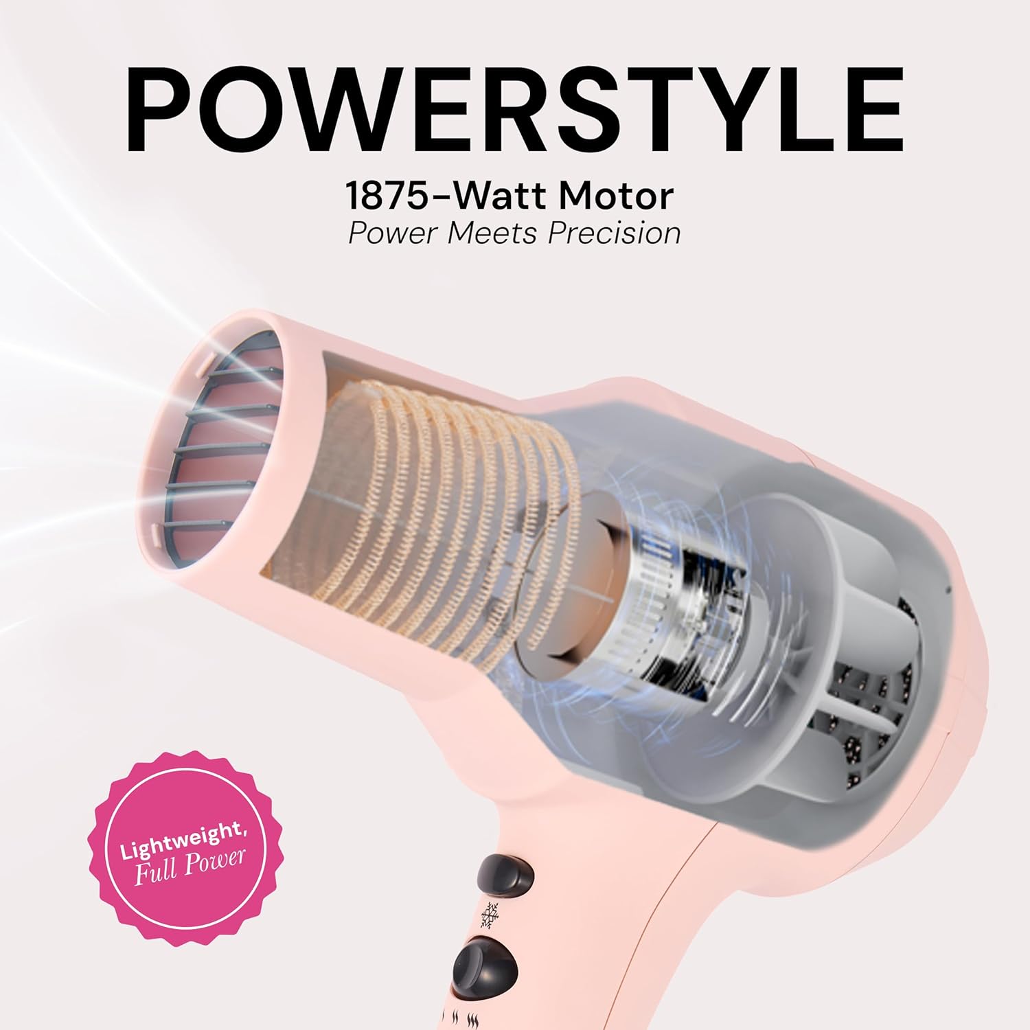 L'ANGE HAIR PowerStyle Turbo Ionic Hair Dryer (Blush) - View 5