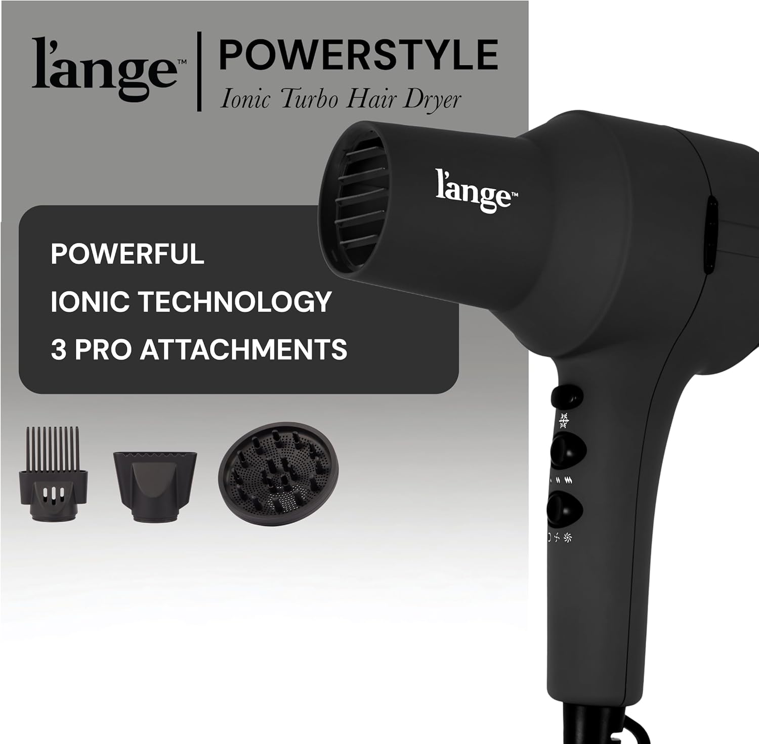 L'ANGE HAIR PowerStyle Turbo Ionic Hair Dryer (Black) - View 2