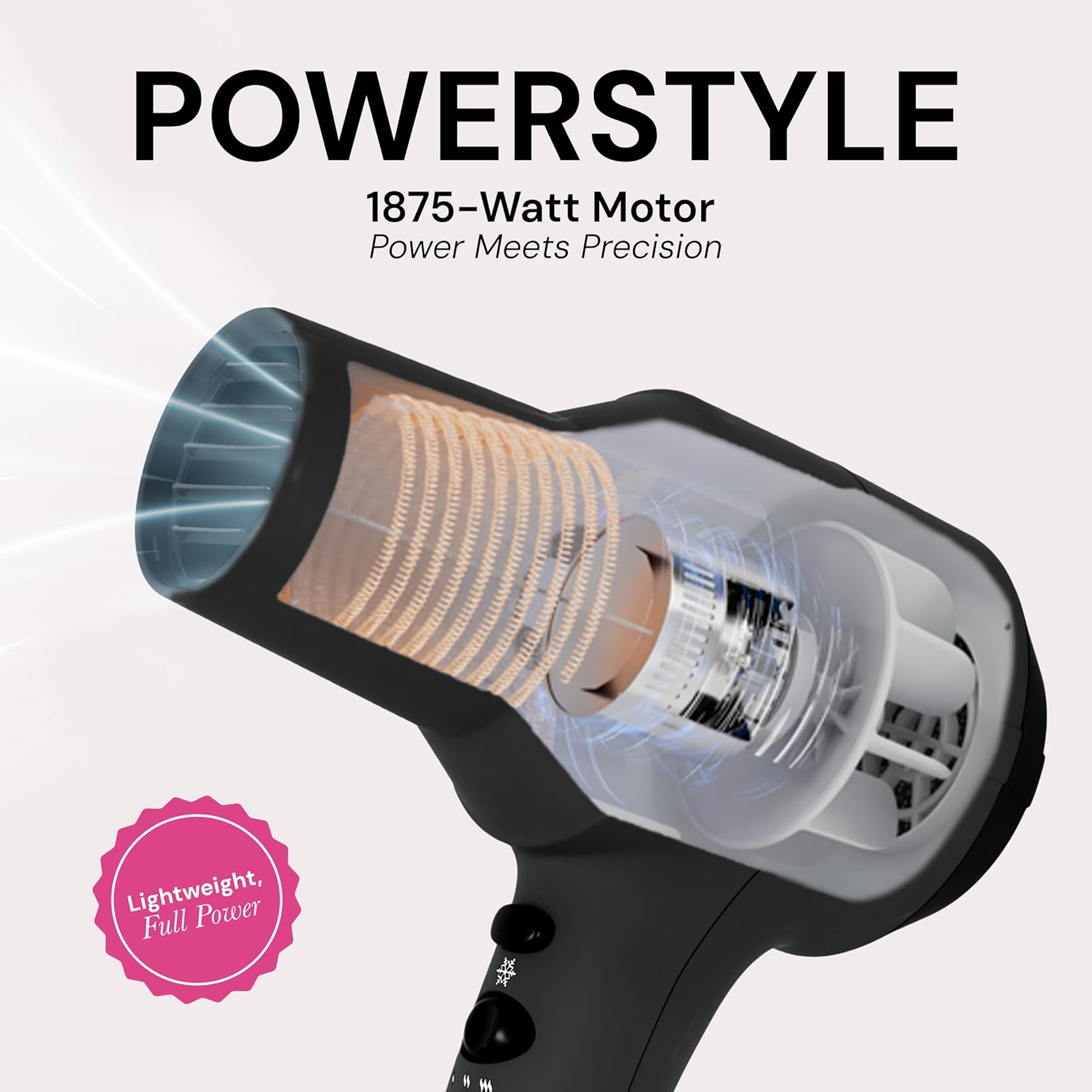 L'ANGE HAIR PowerStyle Turbo Ionic Hair Dryer (Black) - View 5