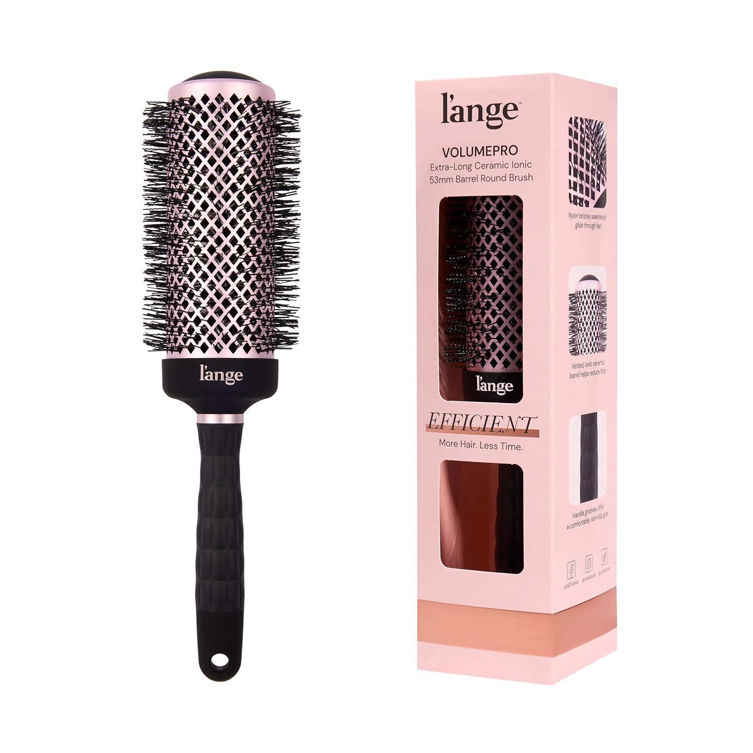 L'ANGE HAIR VolumePro Extra-Long Ceramic Ionic Round Brush, Black (53mm) - Main image