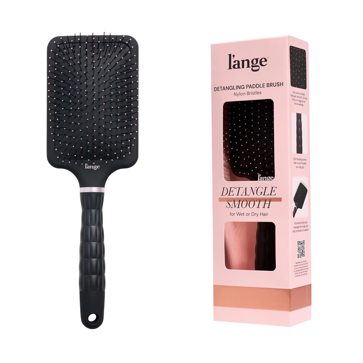 L'ANGE HAIR Detangling Paddle Brush (Black) - Main image