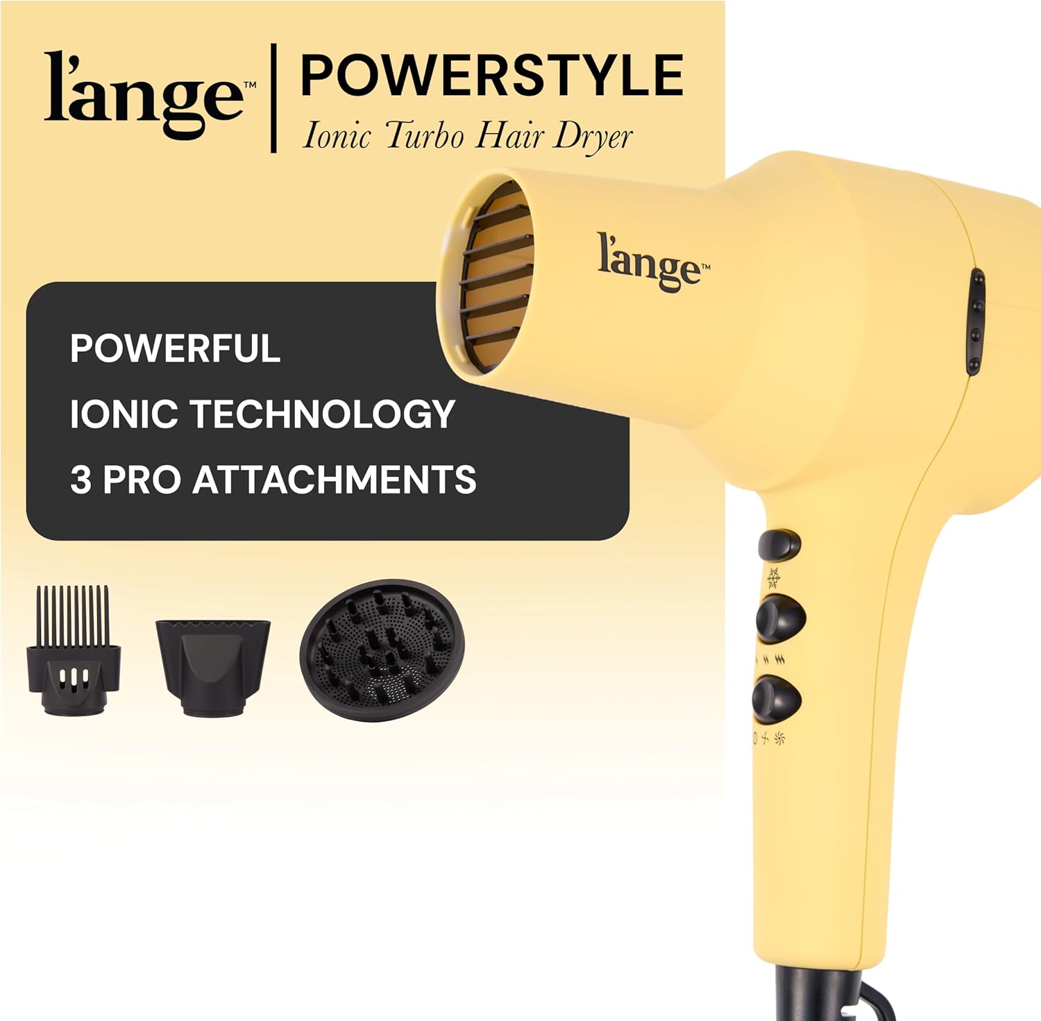 L'ANGE HAIR PowerStyle Turbo Ionic Hair Dryer (Yellow) - View 2