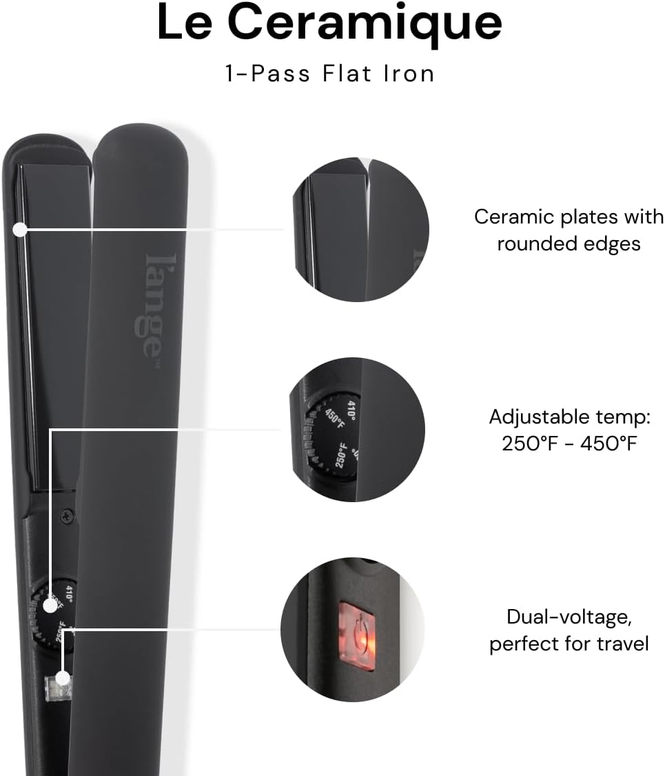 L'ANGE HAIR Le Ceramique 1-Pass Flat Iron Hair Straightener (Black) - View 2