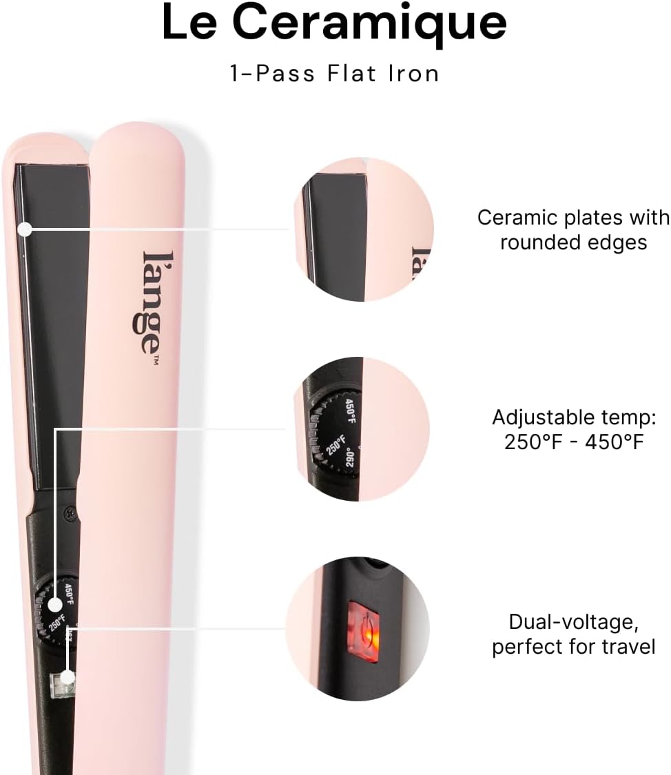L'ANGE HAIR Le Ceramique 1-Pass Flat Iron Hair Straightener (Blush) - View 2